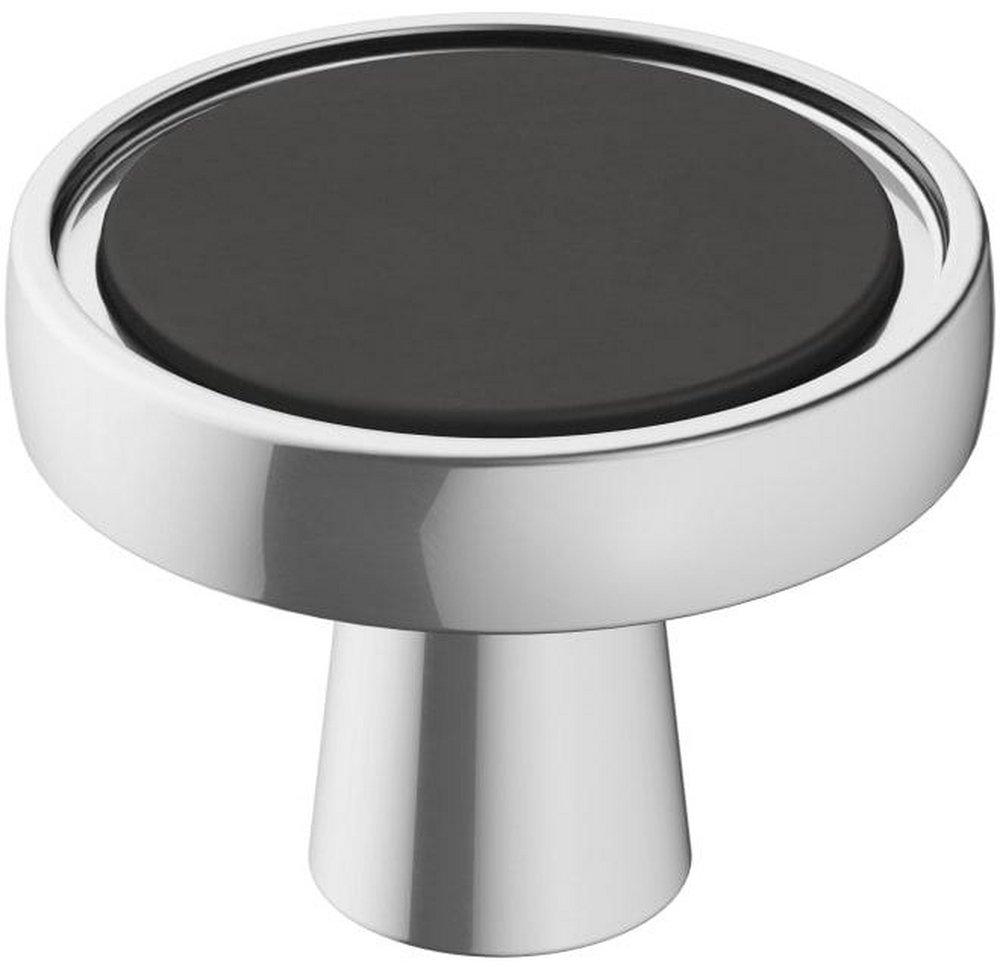 Amerock Polished Chrome/Matte Black 1-3/8 in. Knob 