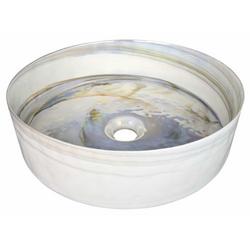 16 in. Vessel Mount Round Glass Bathroom Sink in Abalone