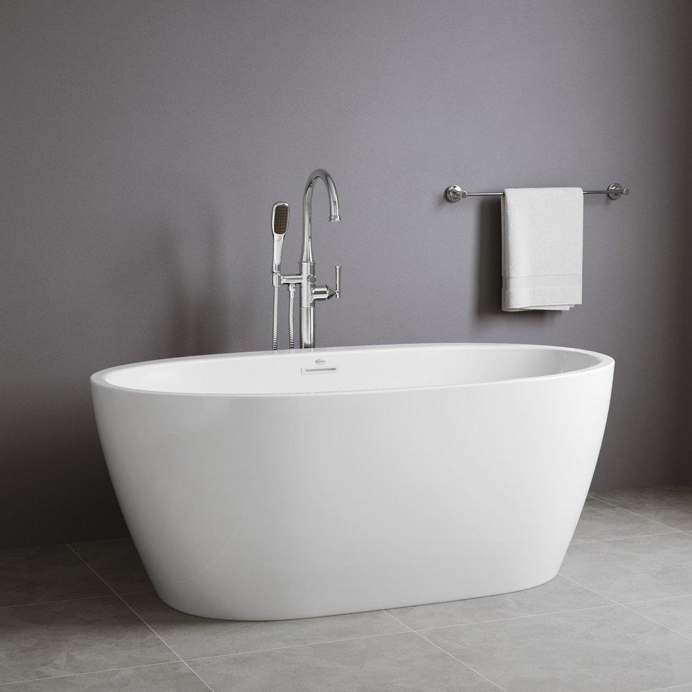 PROFLO&reg; White 31-1/2 in. Freestanding Bathtub with Center Drain in White 