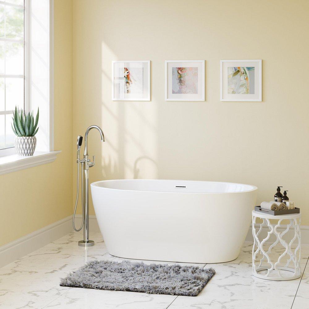 PROFLO&reg; White 31-1/2 in. Freestanding Bathtub with Center Drain in White 