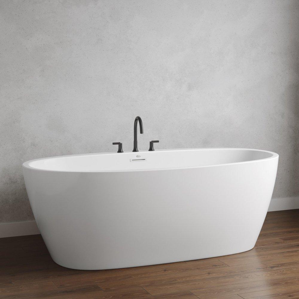 PROFLO&reg; White 31-1/2 in. Freestanding Bathtub with Center Drain in White 
