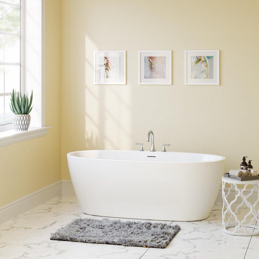 PROFLO&reg; White 31-1/2 in. Freestanding Bathtub with Center Drain in White 