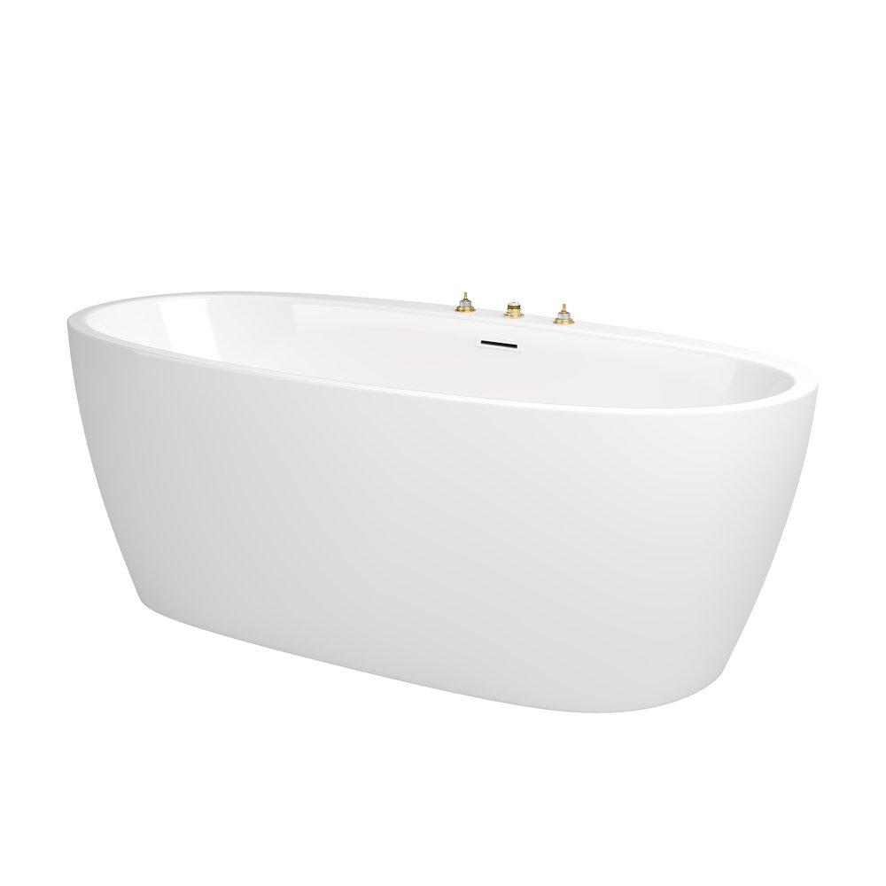 PROFLO&reg; White 31-1/2 in. Freestanding Bathtub with Center Drain in White 