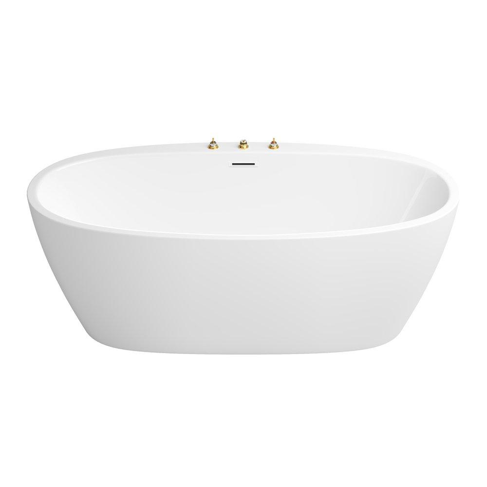 PROFLO&reg; White 31-1/2 in. Freestanding Bathtub with Center Drain in White 