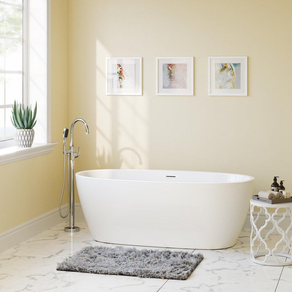 PROFLO&reg; White 31-1/2 in. Freestanding Bathtub with Center Drain in White 