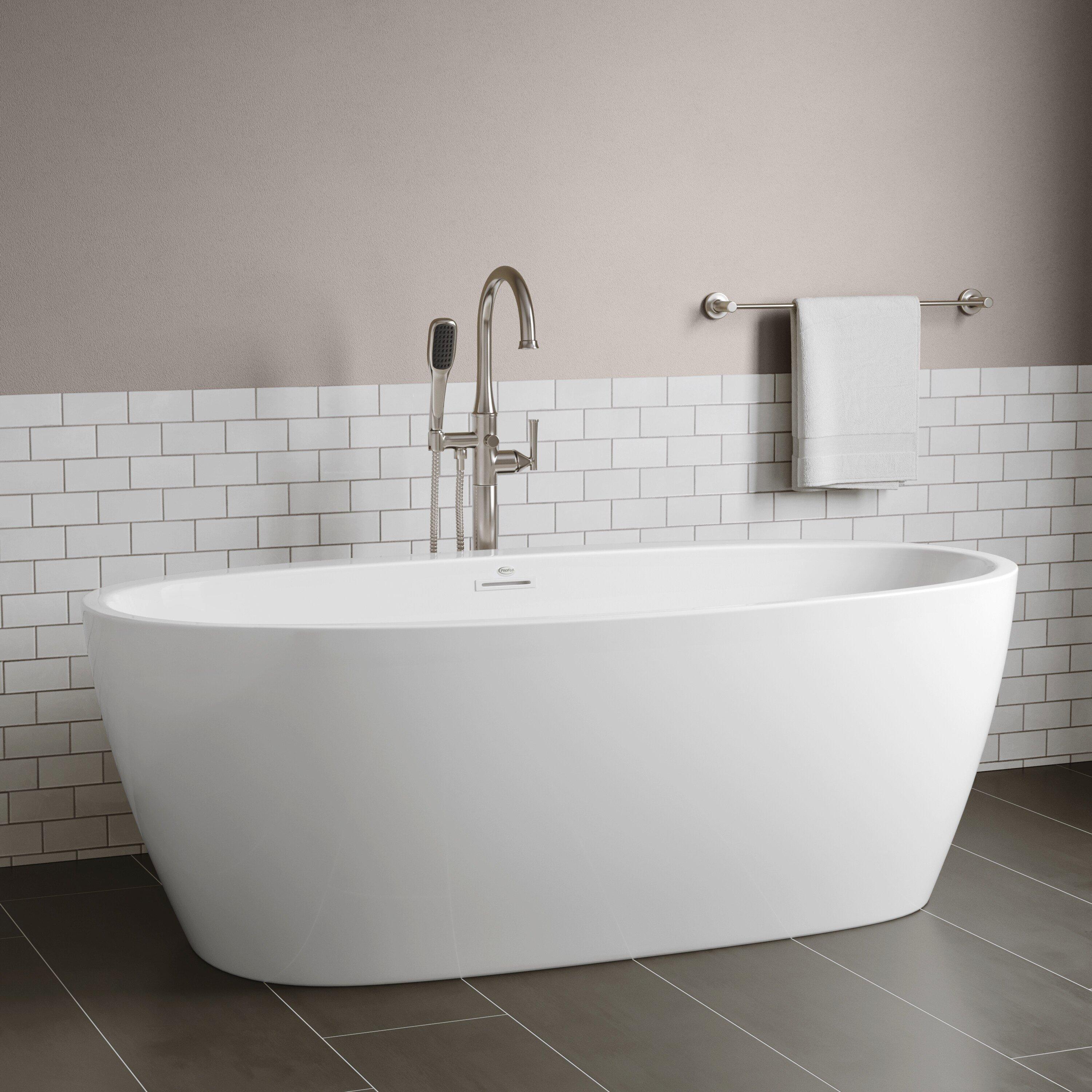PROFLO&reg; White 31-1/2 in. Freestanding Bathtub with Center Drain in White 