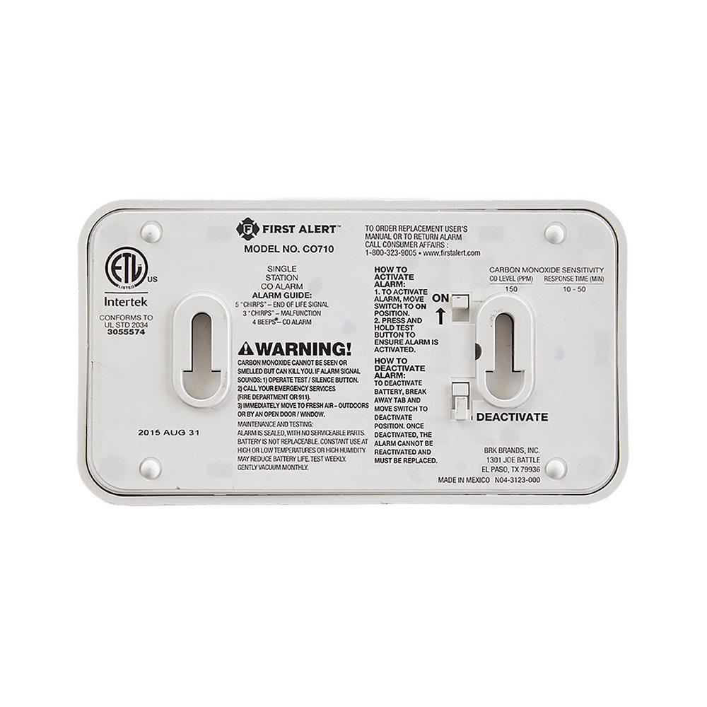 BRK Electronics White Lithium Battery Carbon Monoxide Alarm in White 
