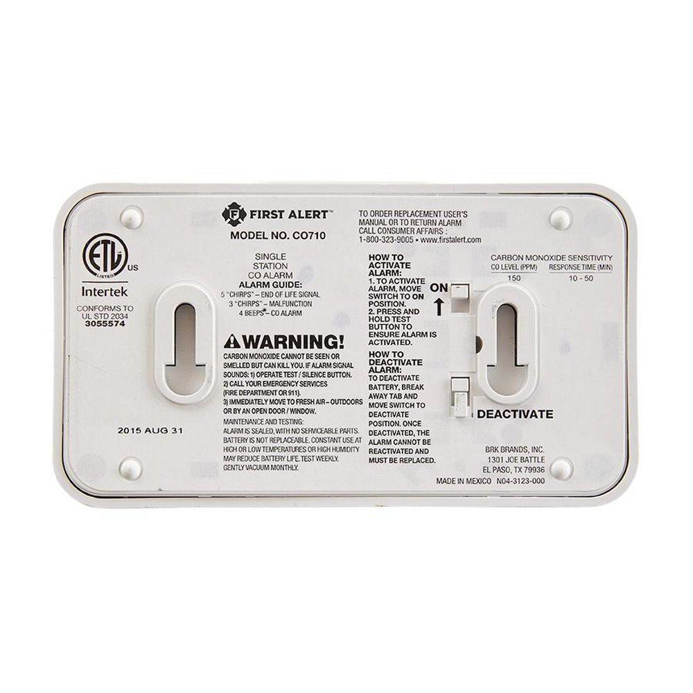 BRK Electronics White Lithium Battery Carbon Monoxide Alarm in White 