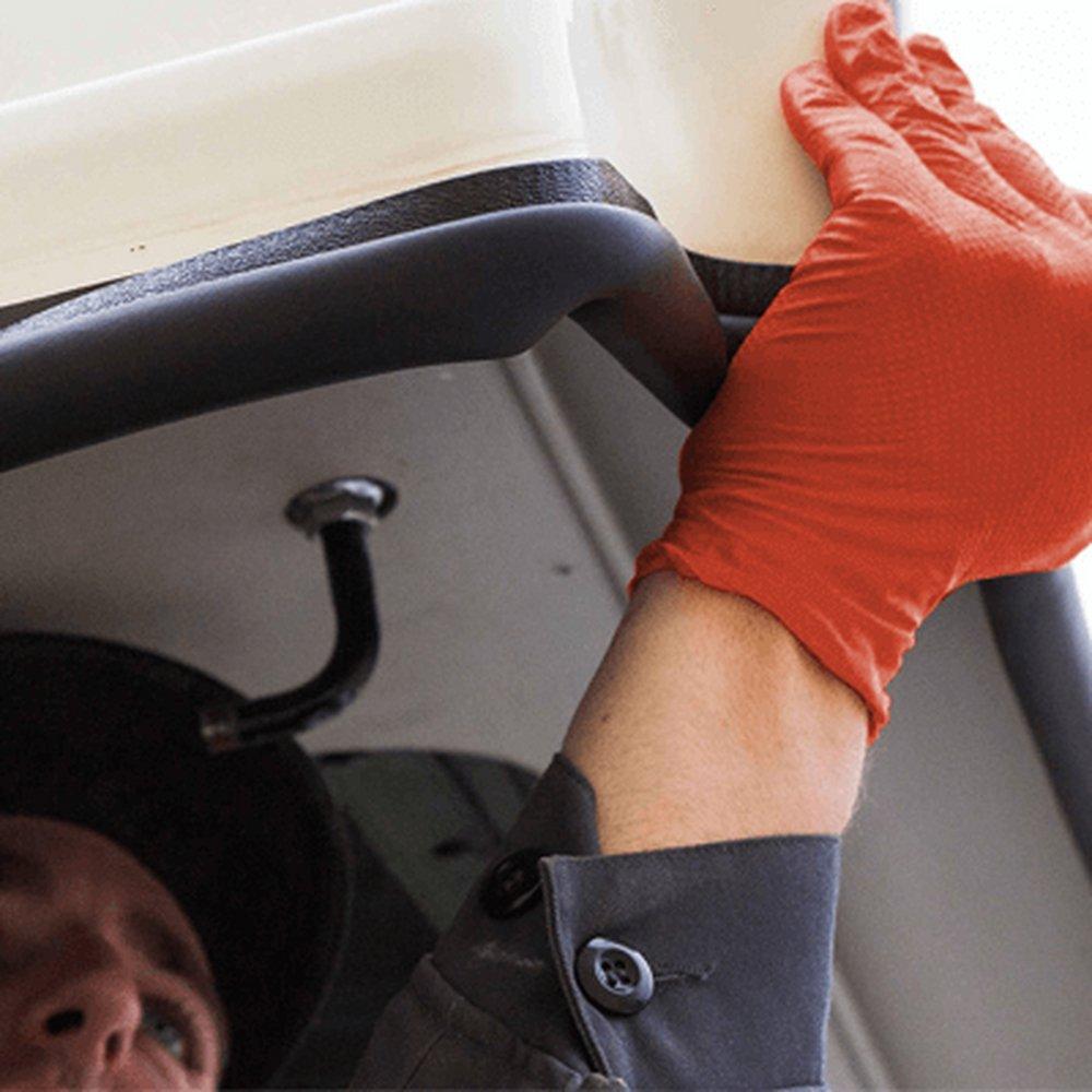 Ammex USA Orange 8 mil Diamond Coated Rubber Automotive and Chemical Disposable Gloves in Orange (Box of 100) 