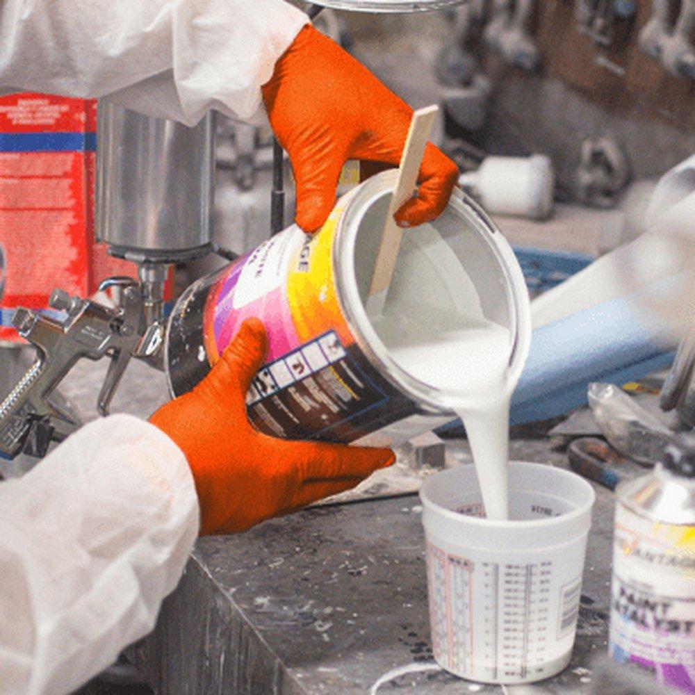 Ammex USA Orange 8 mil Diamond Nitrile Automotive, Chemical, Food Processing, Industrial and Plumbing Disposable Gloves (Box of 100) 