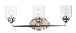 60W 3-Light Medium Vanity Fixture in Satin Nickel