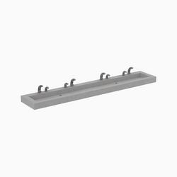 120 in. 4-Station Wall Mount Rectangular Stone Bathroom Sink in White