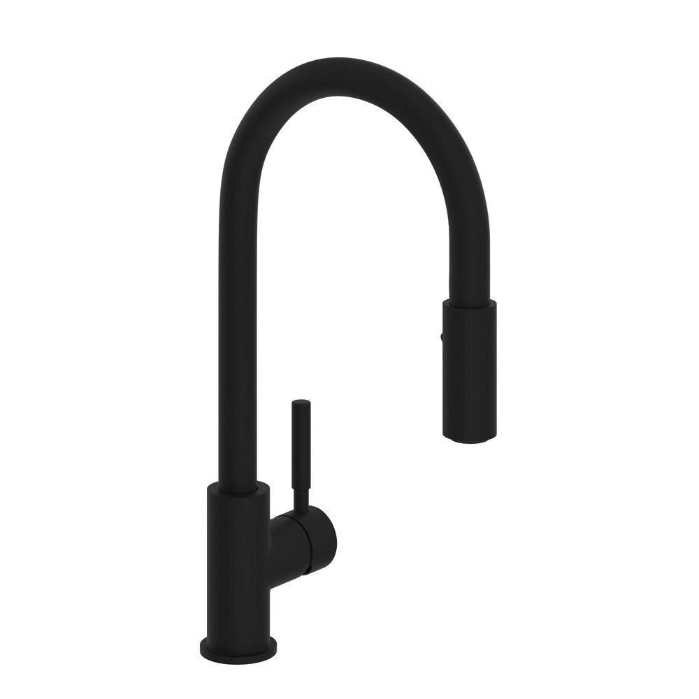 ROHL® Matte Black Single Handle Pull Down Kitchen Faucet 