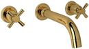 Two Handle Wall Mount and Widespread Bathroom Sink Faucet in Unlacquered Brass