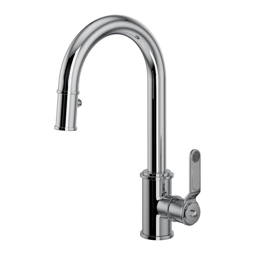 Perrin & Rowe Polished Chrome Single Handle Pull Down Kitchen Faucet 
