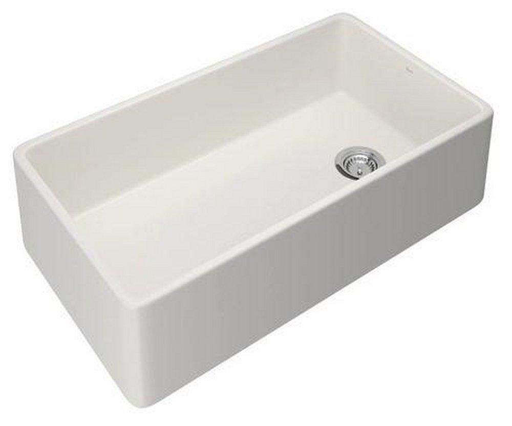 ROHL® Matte Black 35-1/2 x 19-7/8 in. Fireclay Single Bowl Farmhouse Kitchen Sink 