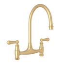 Perrin & Rowe Satin English Gold Bridge Kitchen Faucet 