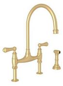 Perrin & Rowe Satin English Gold Two Handle Bridge Kitchen Faucet 