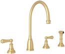 Two Handle Kitchen Faucet with Side Spray in Satin English Gold