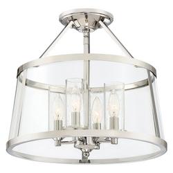60W 4-Light Candelabra E-12 Incandescent Semi-Flush Mount Ceiling Fixture in Polished Nickel