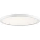 28W 1-Light Round Flush Mount Ceiling Fixture in White Lustre