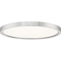 15 in x 1 in. 27W 1-Light Integrated LED Flush Mount Ceiling Fixture in Brushed Nickel