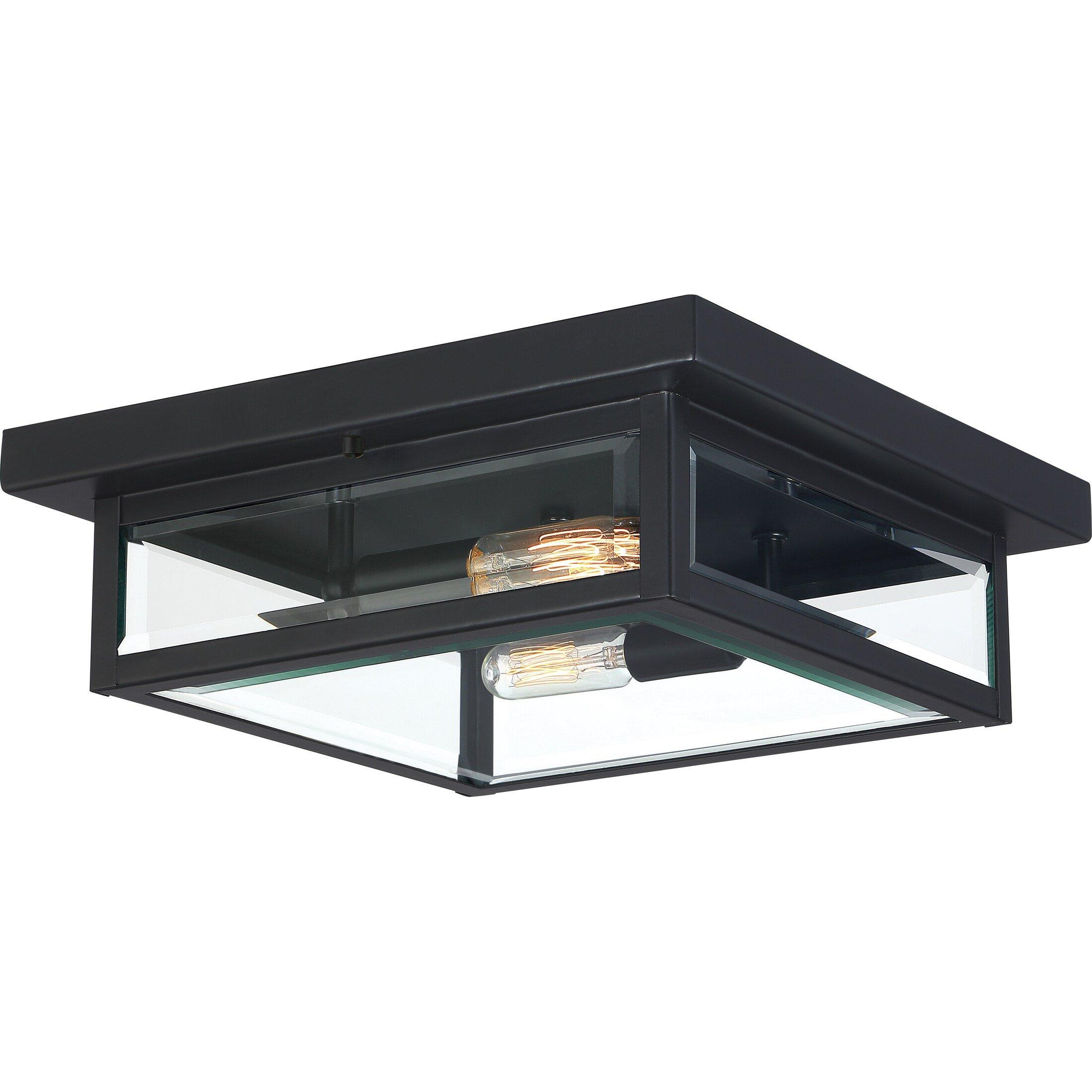 Quoizel Earth Black 40W 2-Light Incandescent Outdoor Ceiling Fixture 