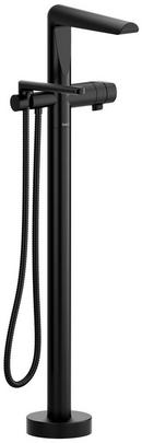 Single Handle Floor Mount Tub Filler in Black