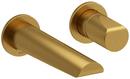 Single Handle Wall Mount Bathroom Sink Faucet in Brushed Gold 