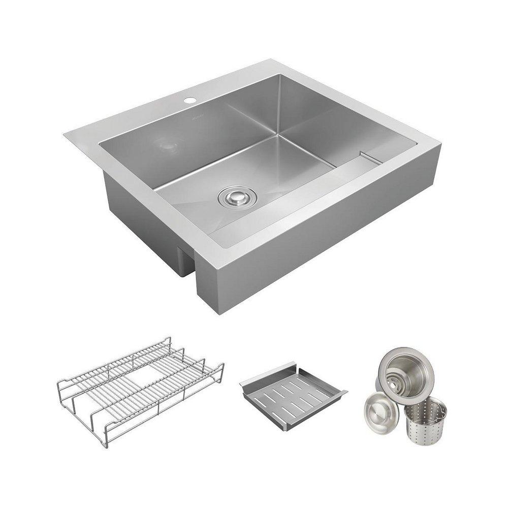 Elkay Stainless Steel 1-Hole Stainless Steel Single Bowl Farmhouse Kitchen Sink in Polished Satin 