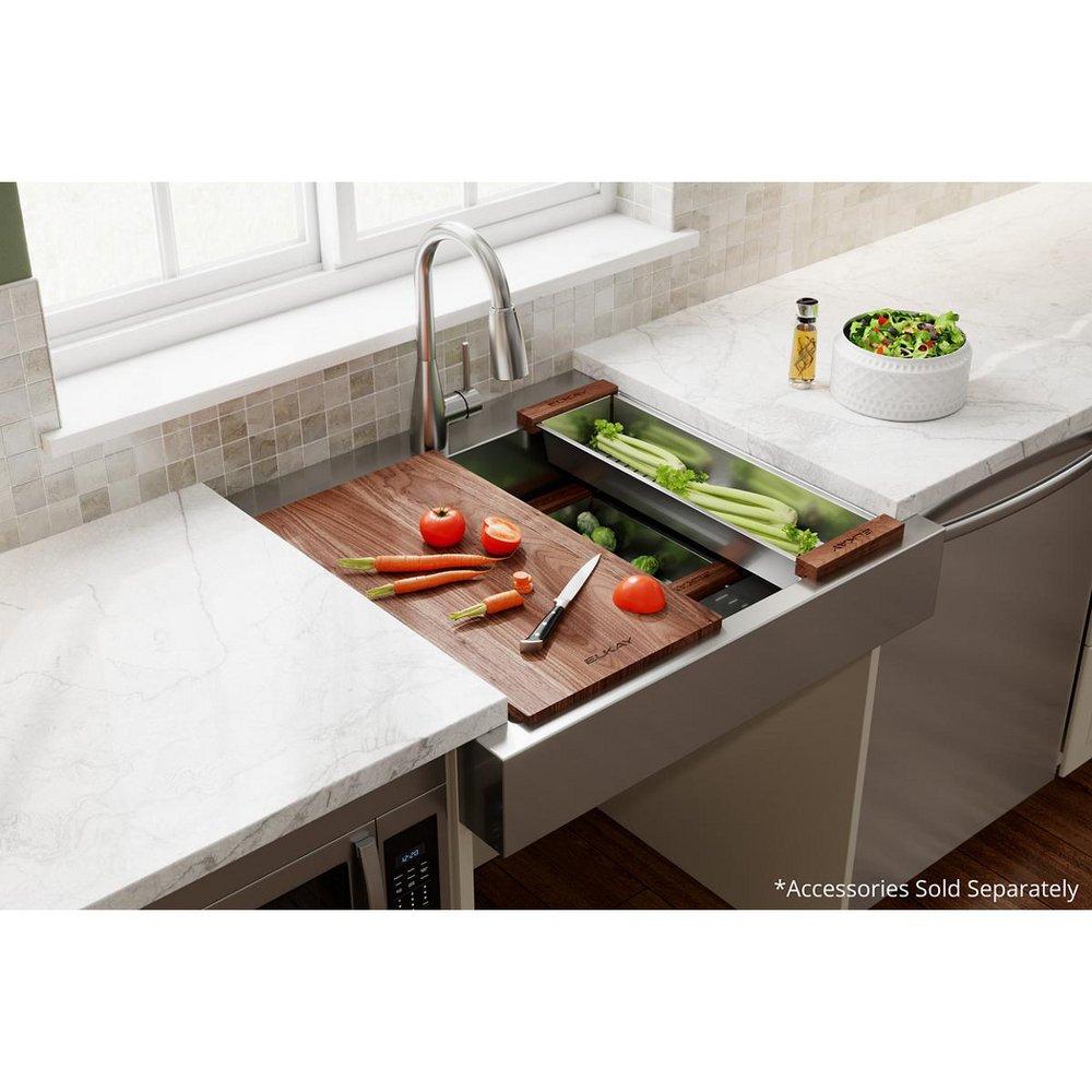 Elkay Stainless Steel 1-Hole Stainless Steel Single Bowl Farmhouse Kitchen Sink in Polished Satin 