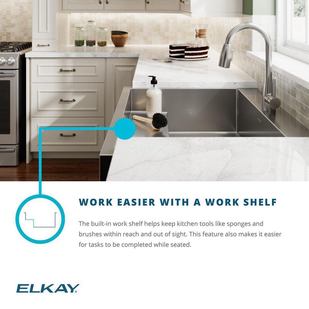 Elkay Stainless Steel 1-Hole Stainless Steel Single Bowl Farmhouse Kitchen Sink in Polished Satin 