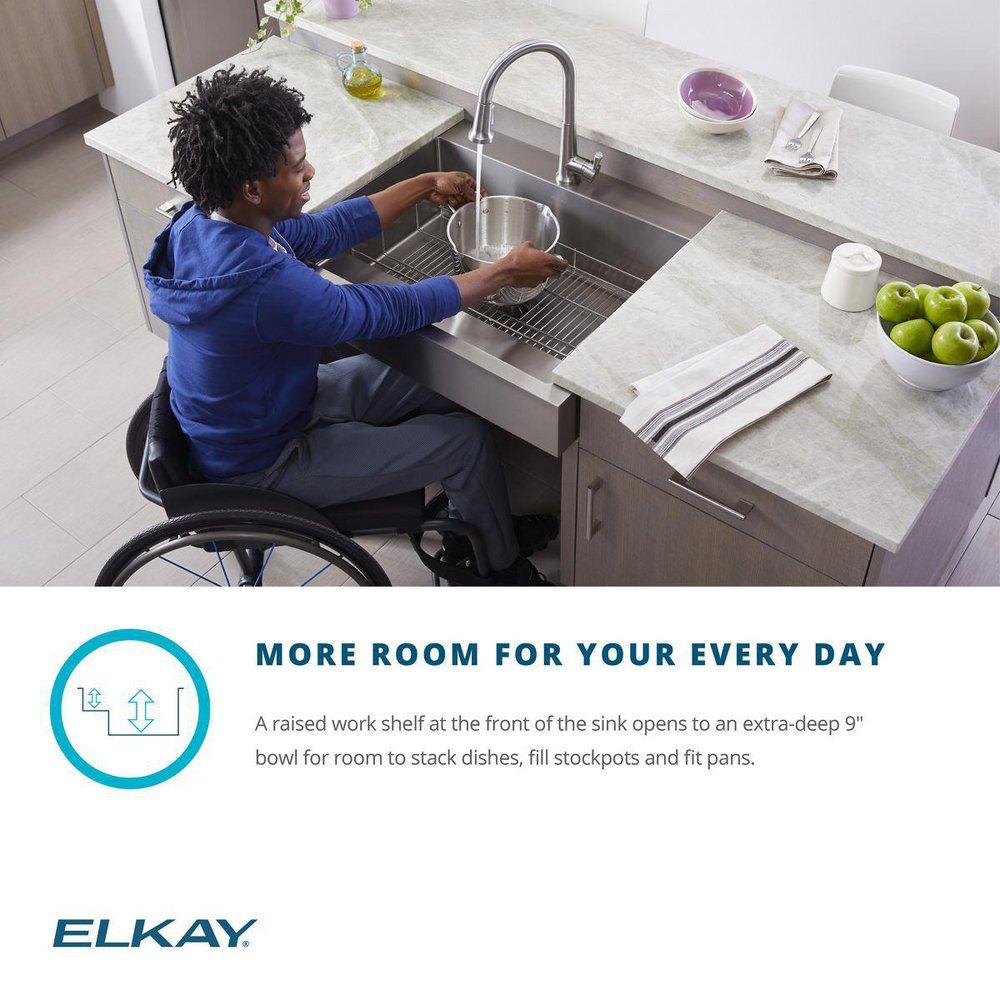 Elkay Stainless Steel 1-Hole Stainless Steel Single Bowl Farmhouse Kitchen Sink in Polished Satin 
