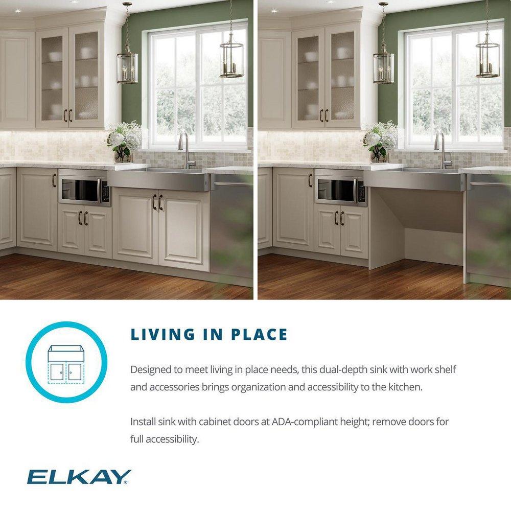 Elkay Stainless Steel 1-Hole Stainless Steel Single Bowl Farmhouse Kitchen Sink in Polished Satin 