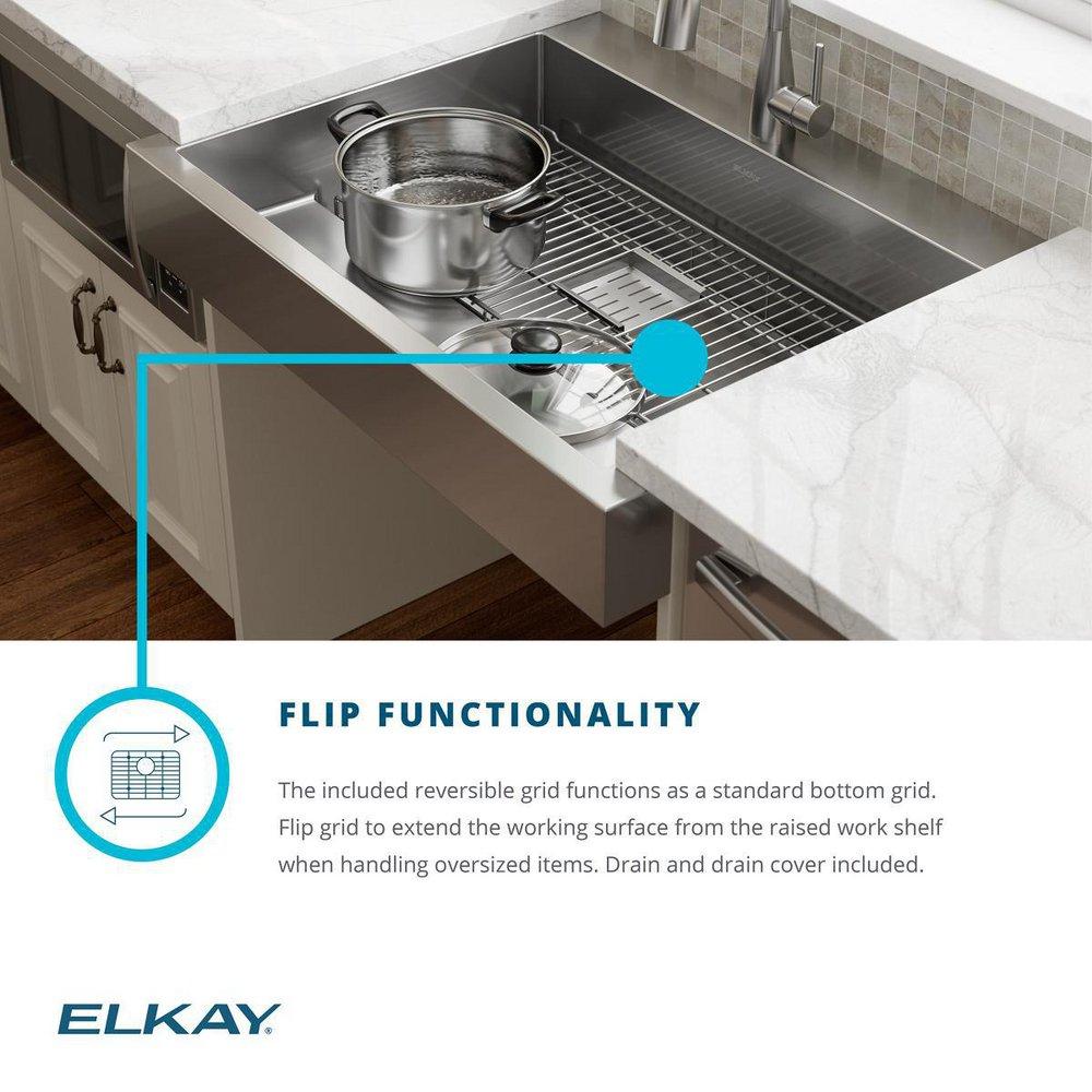 Elkay Stainless Steel 1-Hole Stainless Steel Single Bowl Farmhouse Kitchen Sink in Polished Satin 