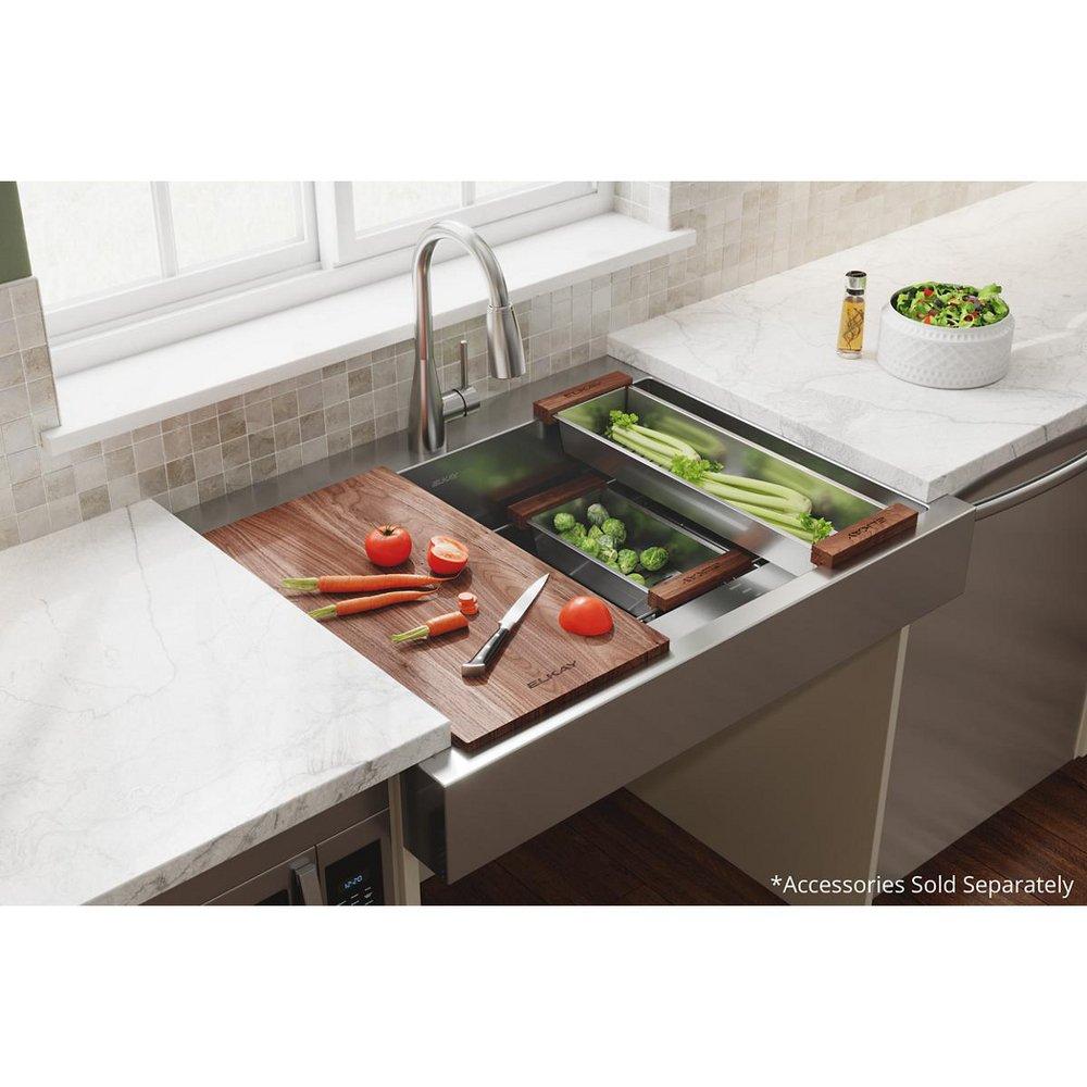 Elkay Stainless Steel 1-Hole Stainless Steel Single Bowl Farmhouse Kitchen Sink in Polished Satin 