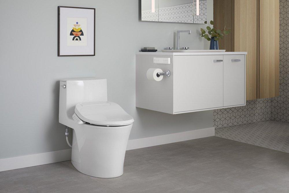 KOHLER White 1.28 gpf Elongated Floor Mount One Piece Toilet 