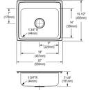 Elkay Brushed Satin 22 x 19-1/2 in. Stainless Steel Single Bowl Drop-in Kitchen Sink in Brushed Satin 