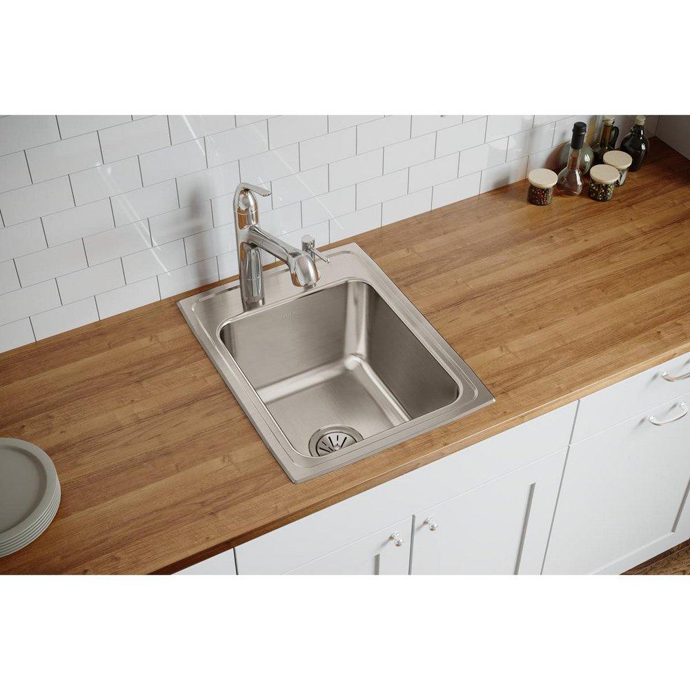 Elkay Lustrous Satin 17 x 22 in. Stainless Steel Single Bowl Drop-in Kitchen Sink in Lustrous Satin 