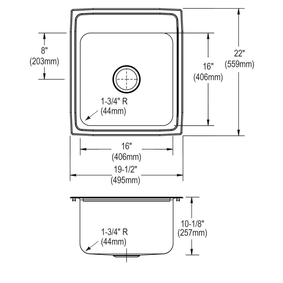 Elkay Lustrous Satin 17 x 22 in. Stainless Steel Single Bowl Drop-in Kitchen Sink in Lustrous Satin 