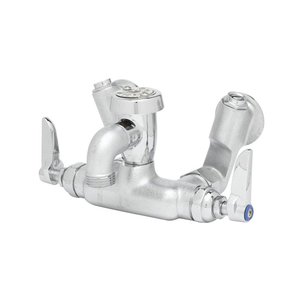 T&S Brass Rough Chrome Two Handle Lever Wall Mount Service Faucet 