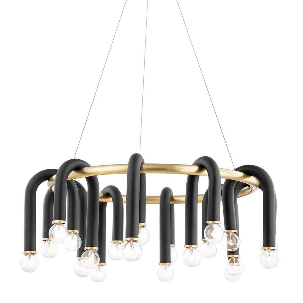 Mitzi Aged Brass/Black 11 x 28-3/4 in. 25W 1-Tier 20-Light Modern Chandelier 