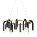 11 x 28-3/4 in. 25W 1-Tier 20-Light Modern Chandelier in Aged Brass with Black