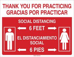 7 x 10 in. Thank You for Practicing Social Distancing Sign