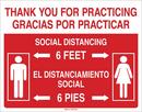 Brady Worldwide Red Thank You for Practicing Social Distancing Sign 