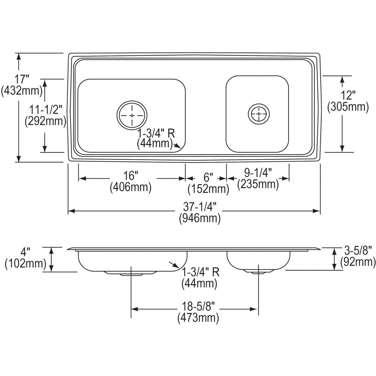 Elkay Lustrous Satin 17 x 16 in. Stainless Steel Single Bowl Drop-in Kitchen Sink in Lustrous Satin 