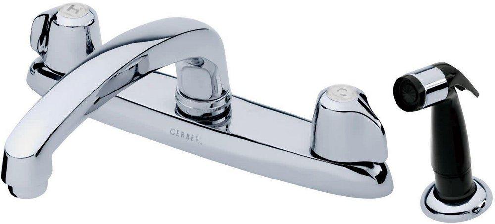 Gerber Plumbing Chrome California Energy Commission Not Registered Polished Chrome 2 Handle Kitchen Faucet With Spray 
