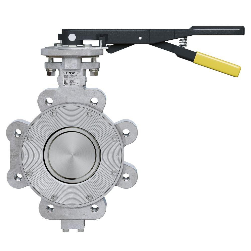 FNW&reg; Carbon Steel and Stainless Steel Lug MRTFE Lever Handle Butterfly Valve 