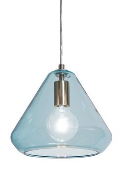10 in. 60W 1-Light Medium E-26 Incandescent Aqua Glass Pendant in Satin Nickel