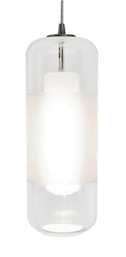 6 in. 10W 1-Light LED Clear Glass Pendant in Satin Nickel